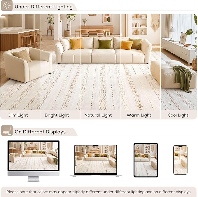 Nakagishi Area Rug Living Room Rugs: 8x11 Large Soft Machine Washable Boho - Image 9