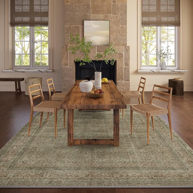 Washable Area Rugs for Living Room: 6x9 Bedroom Rug Boho Vintage Rugs Stain - Image 5