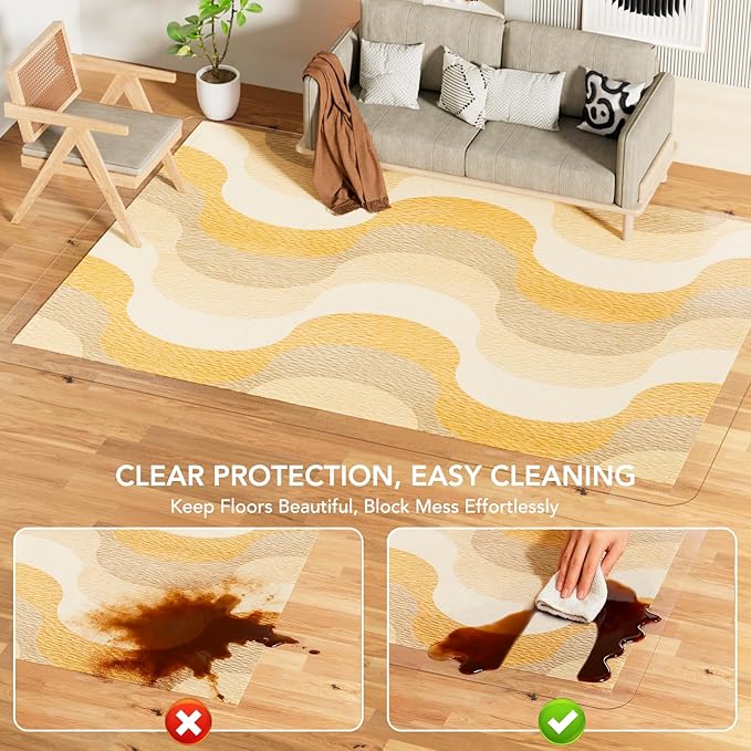 Clear Floor Mat 5x8 for Under Dining Table – Plastic Waterproof Non Slip Vinyl - Image 4
