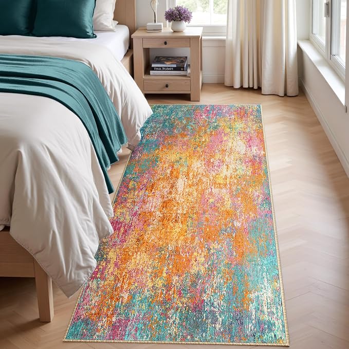RELEANY Washable Area Rugs 2'x6' Non-Slip Modern Abstract Soft - Image 2