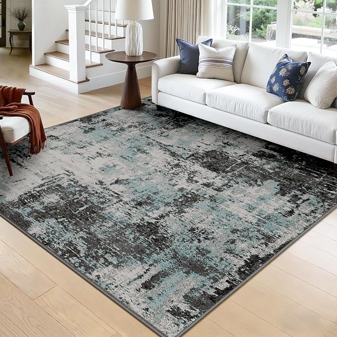 RELEANY Washable Area Rugs Square 8ft Non-Slip Modern Abstract Soft by RELEANY