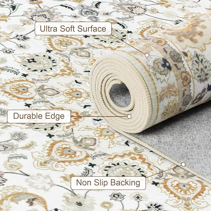 6x9 Area Rugs Living Room Rug: Washable Vintage Boho Rug No Slip Stain - Image 7