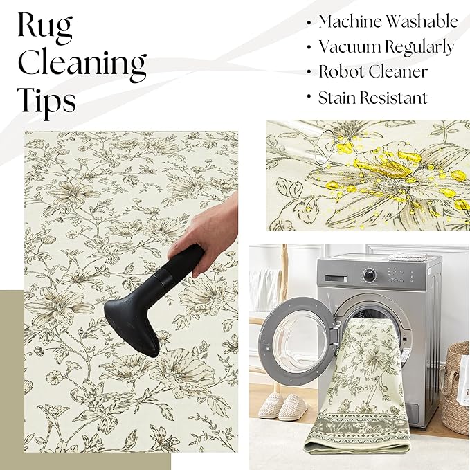 Beige and Taupe Farmhouse Washable 9x12 Area Rugs - Image 6