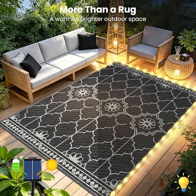 9x12Ft Outdoor Rug, Solar Powered Outdoor Rug - Image 3
