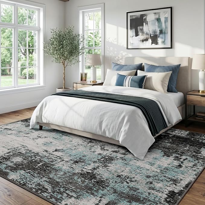 RELEANY Washable Area Rugs 6'x9' Non-Slip Modern Abstract Soft - Image 2
