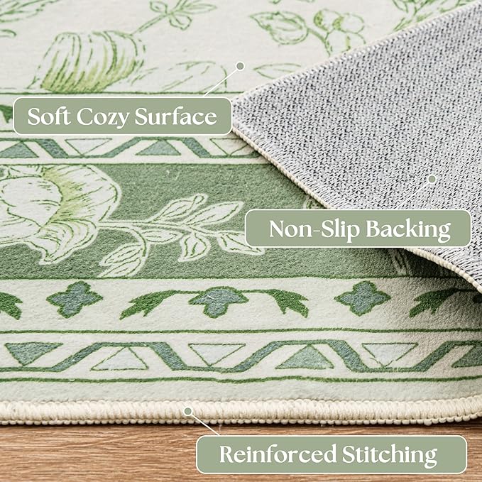 Sage Green Runner Rug 2x6 for Hallways, Non-Slip Washable Kitchen Runner - Image 4