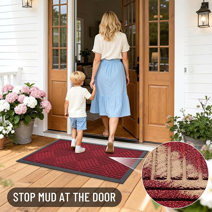 OLANLY Front Door Mat Outside Entrance 35x23, Heavy Duty Sturdy Natural Rubber - Image 6
