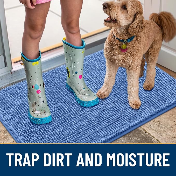 Smiry Dog Door Mat for Muddy Paws 30x20, Absorbent Dirt Trapper, Non-Slip - Image 3