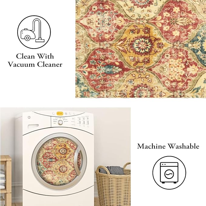 Lahome Moroccan Trellis Washable Round Area Rug, Round Rug 5ft Soft Non-Slip - Image 4