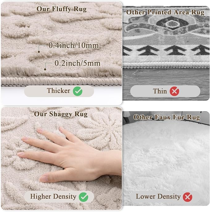 Vaukki 2x6 Runner Rug for Living Room, Soft Fluffy Washable Modern Floral - Image 3