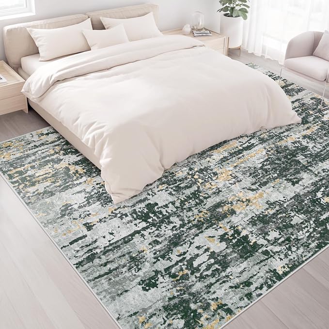 Area Rugs 9x12 Living Room: Washable Rug Modern Abstract Large Rugs Soft Non - Image 4