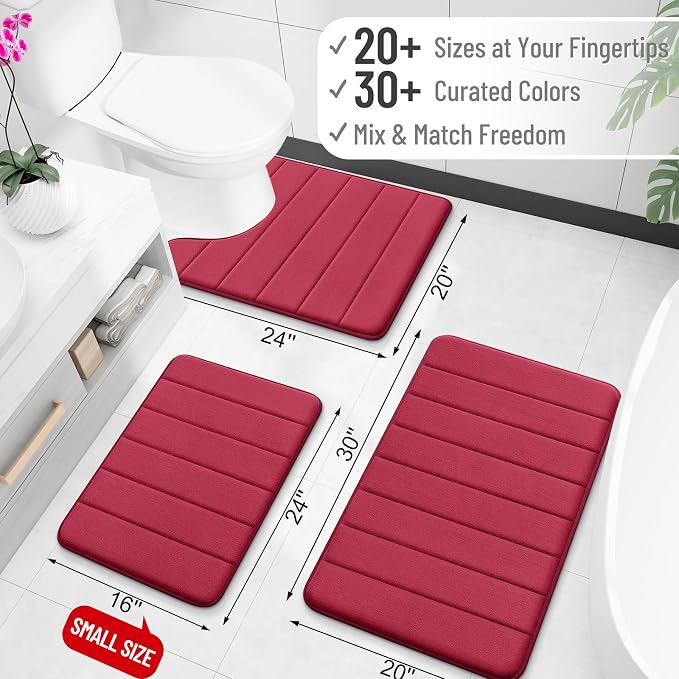 OLANLY Memory Foam Bath Mat 59x35, Super Soft Absorbent Bathroom Rugs, Quick Dry - Image 2