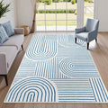 Lahome Abstract Washable Area Rugs 5x7, Soft Blue Rugs by Lahome