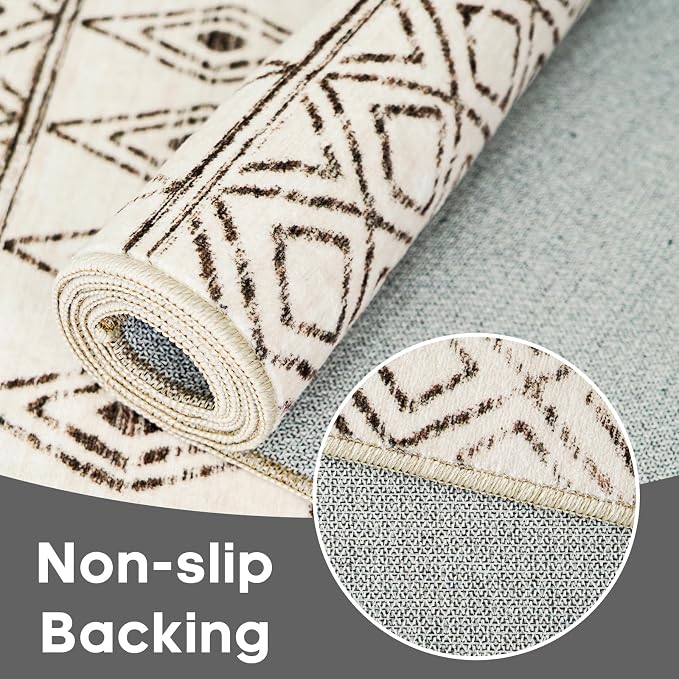 2x5 Rug Runner Boho Geometric: Washable Hallway Moroccan Runners - Image 8