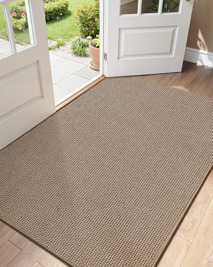 Color&Geometry Ultra Thin Indoor Door Mat 48"x72", Non Slip Rubber Backed Dirt by COLORG