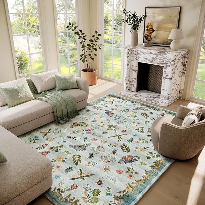 Machine Washable Rugs for Living Room: 6x9 Area Rugs Stain Resistant Non Slip by palohom