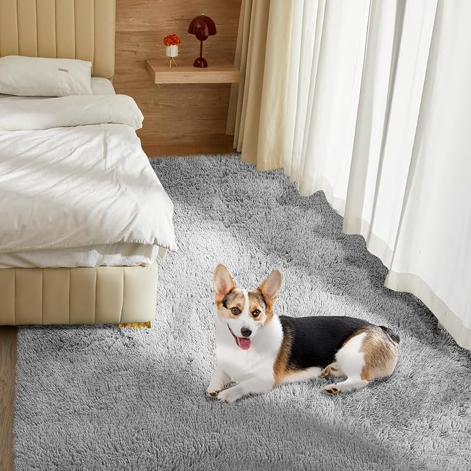 Rugs for Living Room 6x9 Light Grey, Large Big Fluffy Shag Fuzzy Plush Soft - Image 8