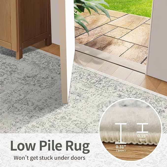 Rugxara 6x9 Washable Area Rug for Living Room, Neutral Vintage Large Boho Rugs - Image 7