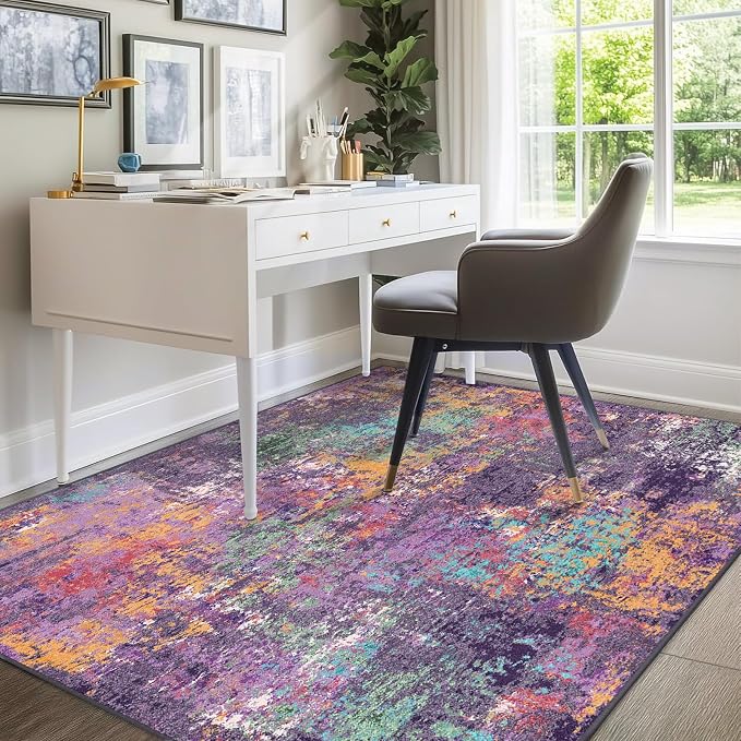 RELEANY Washable Area Rugs 8'x10' Non-Slip Modern Abstract Soft - Image 8
