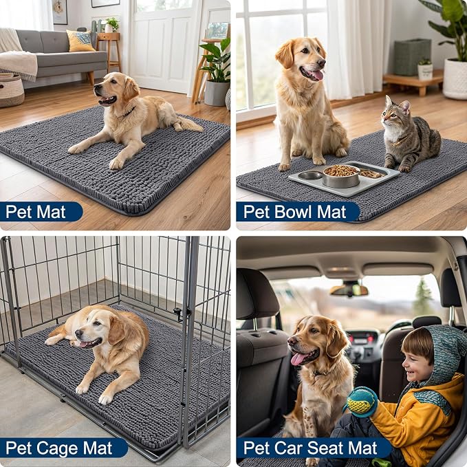 Smiry Dog Door Mat for Muddy Paws 47x32, Absorbent Dirt Trapper, Non-Slip - Image 6