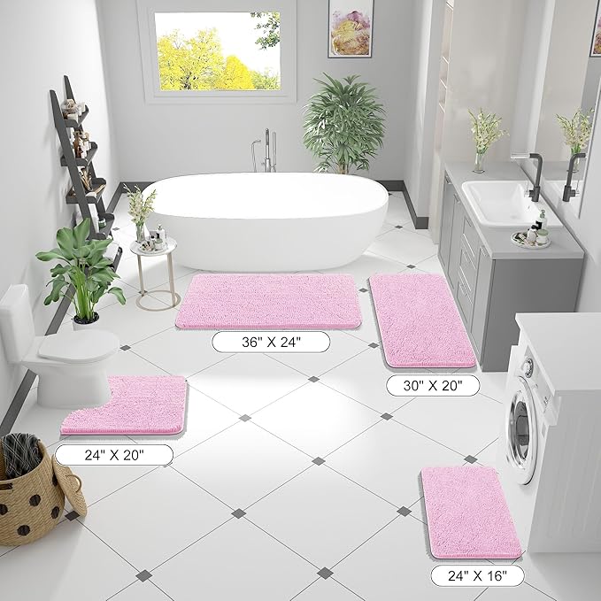OLANLY Bathroom Runner Rugs 47x20, Extra Soft Absorbent Chenille Bath Rugs - Image 2