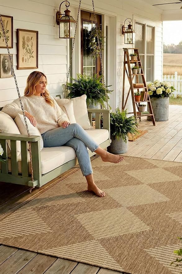 MontVoo-Outdoor Rug Carpet Patio Rug 4x6 ft Polypropylene Indoor Outdoor Rugs - Image 7