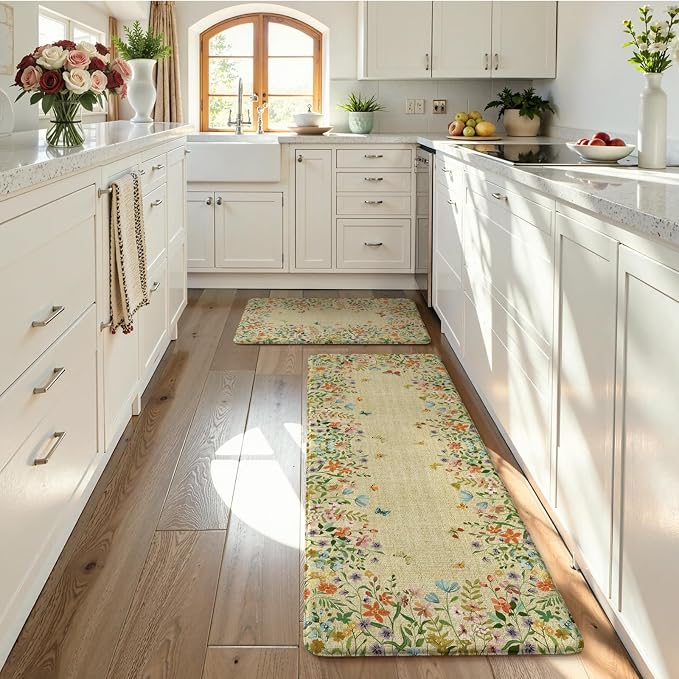 KIMODE Kitchen Mats Cushioned Anti Fatigue, Summer Farmhouse Flower Kitchen - Image 8
