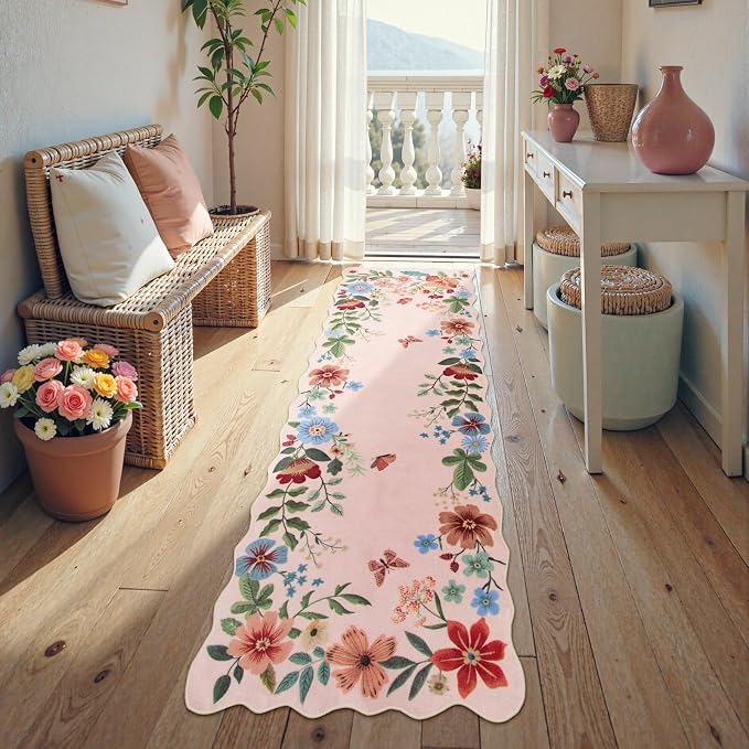 Lahome Floral Kitchen Runner, 2X6 Washable Runner Rug Non-Slip, Ultra-Thin Soft - Image 3
