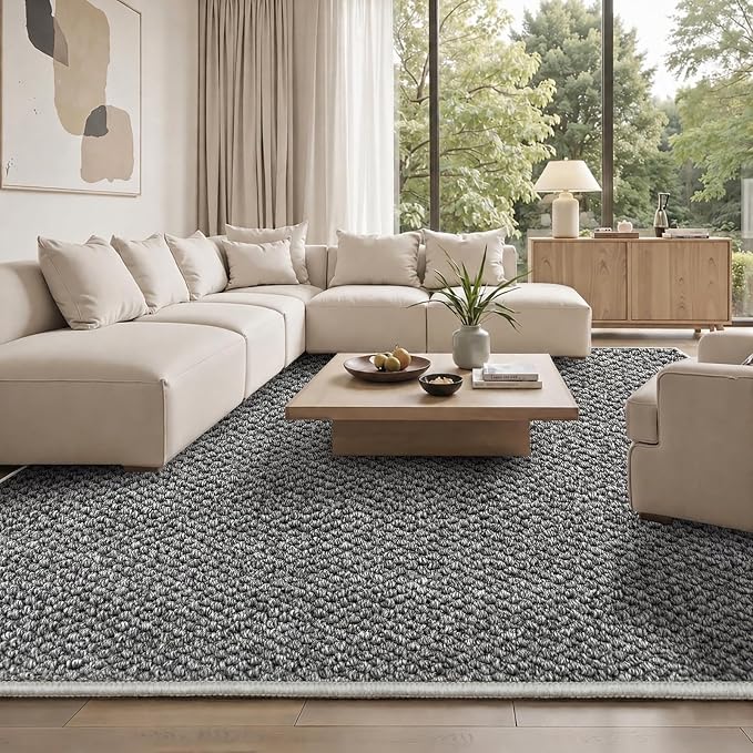 Faux Jute Area Rug 6'x9', Washable & Non-Slip, No Odor. Farmhouse Boho Style by Unknown