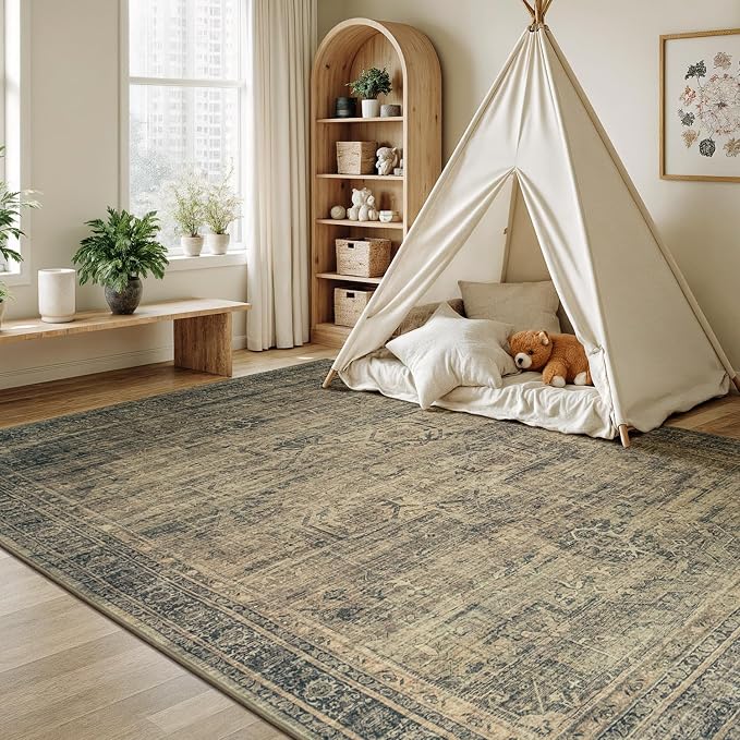 Washable Brown Area Rugs 6x9 for Bedroom, Non-Skid Stain Resistant Carpet for - Image 7