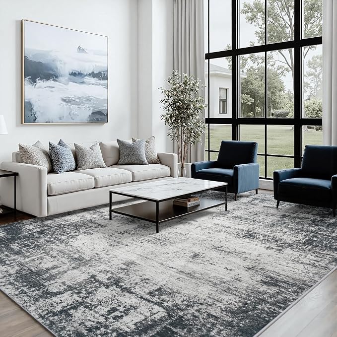 Area Rug 8x10 Living Room Rug Washable: No-Slip Abstract Soft Thin Large Deep - Image 3