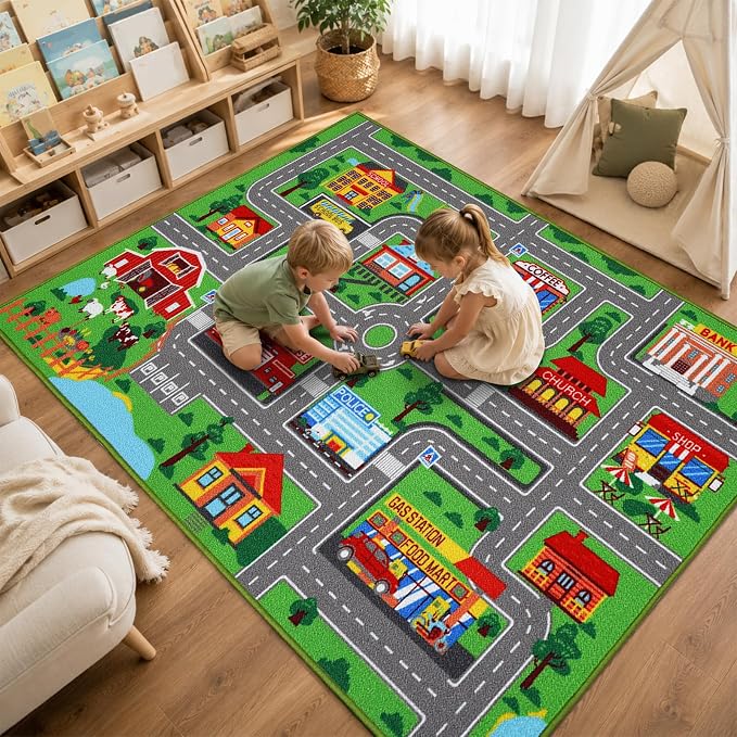 Kids Carpet Playmat Rug 59"x39.4", Car Rug - Image 6