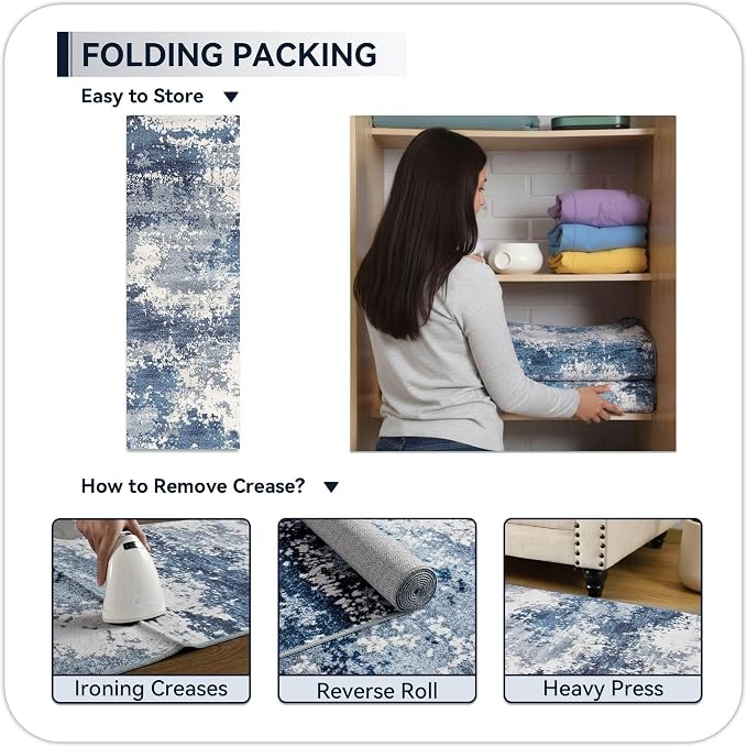 2x5 Blue Rug Runners for Hallways Kitchen Non Slip Washable Entryway Runner Rugs - Image 8