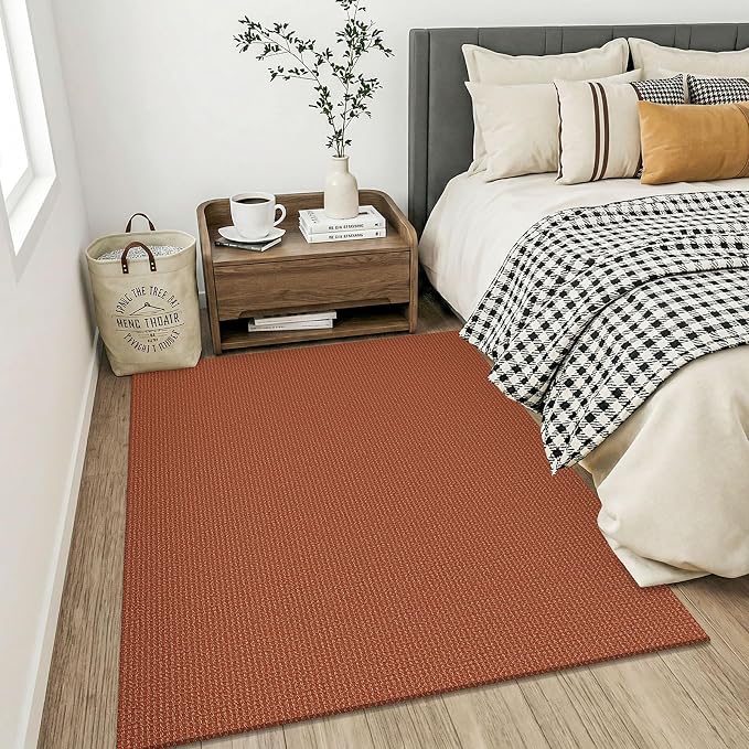KOZYFLY Orange Washable 4x5 Entry Woven Area Rug, Braided Throw Rugs - Image 8