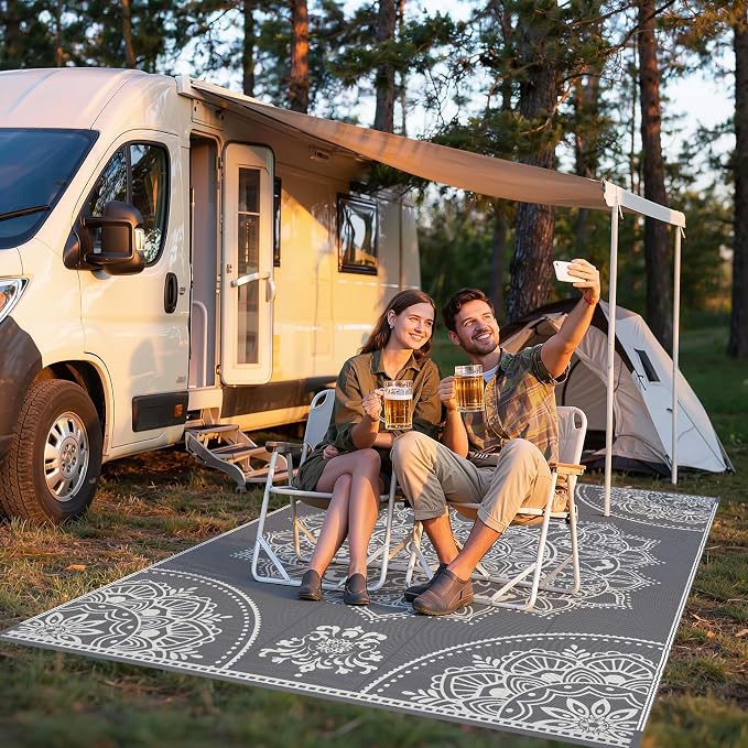Pauwer Waterproof Outdoor Rug 6x9, Reversible Plastic Straw Patio Camping Rug - Image 7