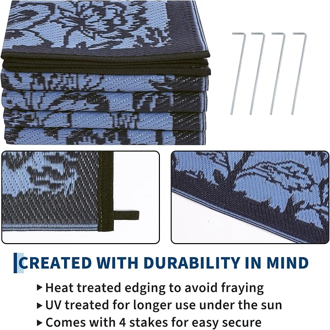 Garvee 5’x8’ Waterproof Patio Outdoor Rug, Outdoor Plastic Straw Rug - Image 5