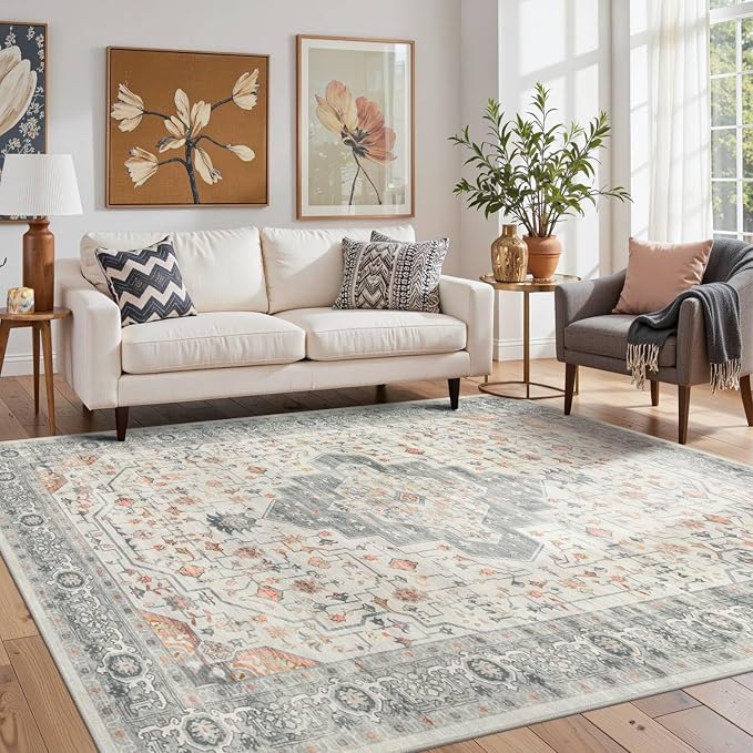 Rugxara 5X7 Taupe Washable Area Rug by Rugxara