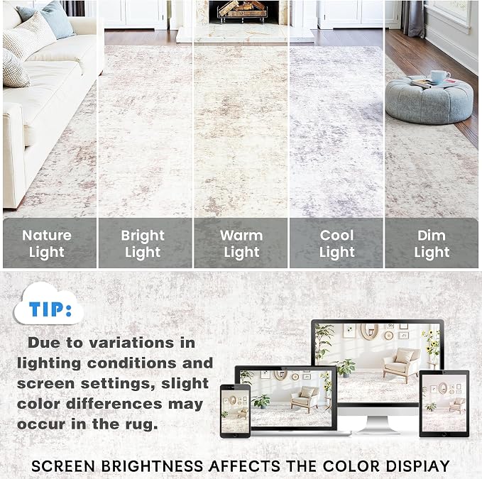 Area Rugs 8x10 Living Room: Large Soft Washable Rug Modern Abstract Anti-Skid - Image 9