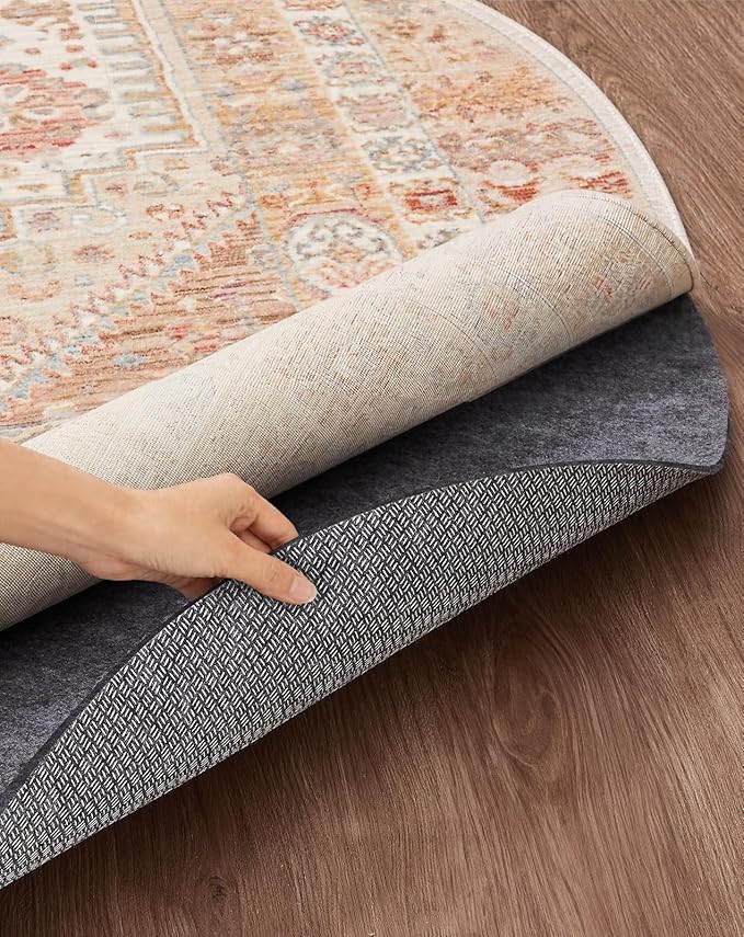 Veken 4 Ft Round Non Slip Cushioned Rug Pad Gripper, Felt and Silicone Backing by Veken