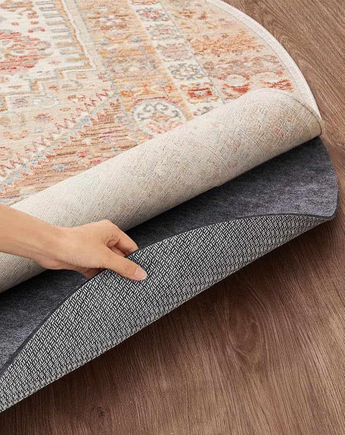 Veken 6 Ft Round Non Slip Cushioned Rug Pad Gripper, Felt and Silicone Backing by Veken
