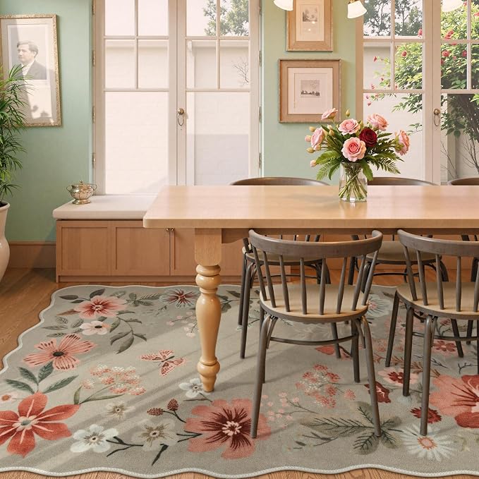 Lahome Floral Washable Rugs 8x10, Non-Slip Soft Bedroom Rug Stain Resistant - Image 2