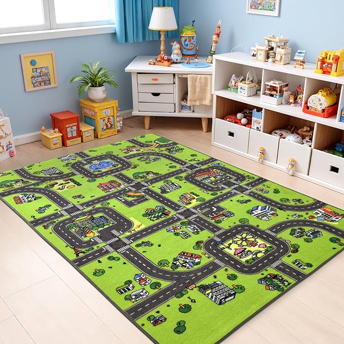 Terrug Kids Rug for Playroom, Non-Slip Washable Educational City Map for by TerrugHomeDecor