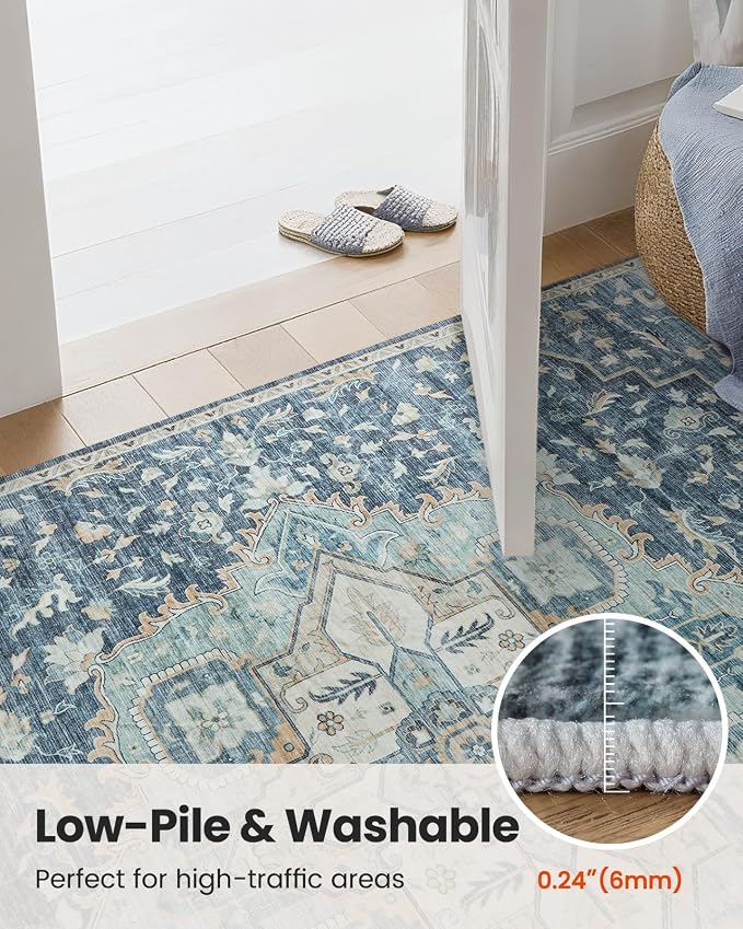AMADA HOMEFURNISHING 9x12 Washable Area Rug, Low-Profile Large Area Rug - Image 8