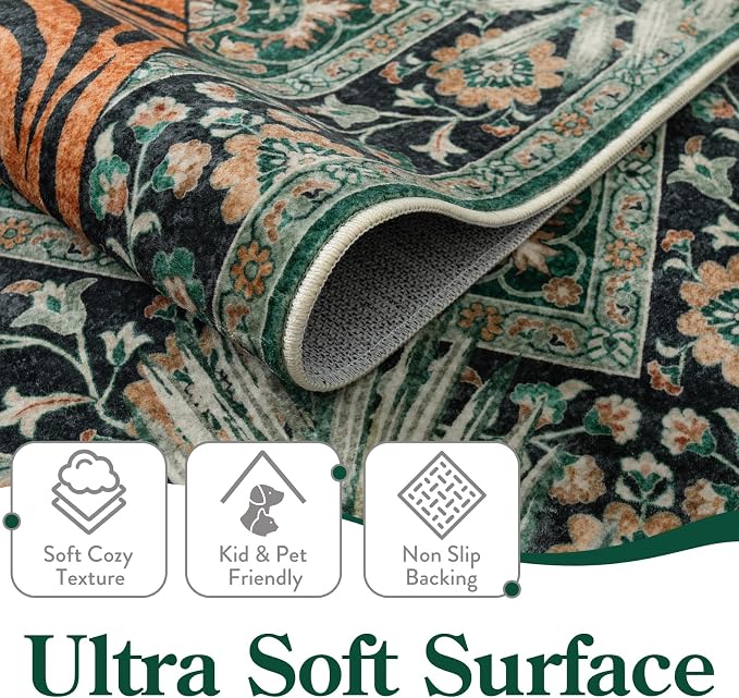 Moynesa Tiger Washable Rugs, 8x10 Area Rugs - Image 4