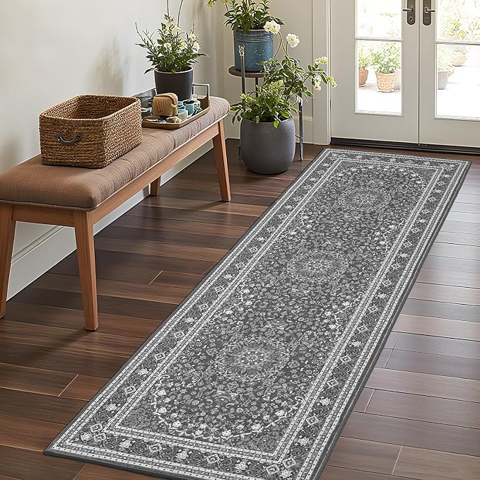 Lessymo 2 x 6 Runner Rug, Machine Washable Area Rugs Boho Faux Wool Low Pile by Lessymo