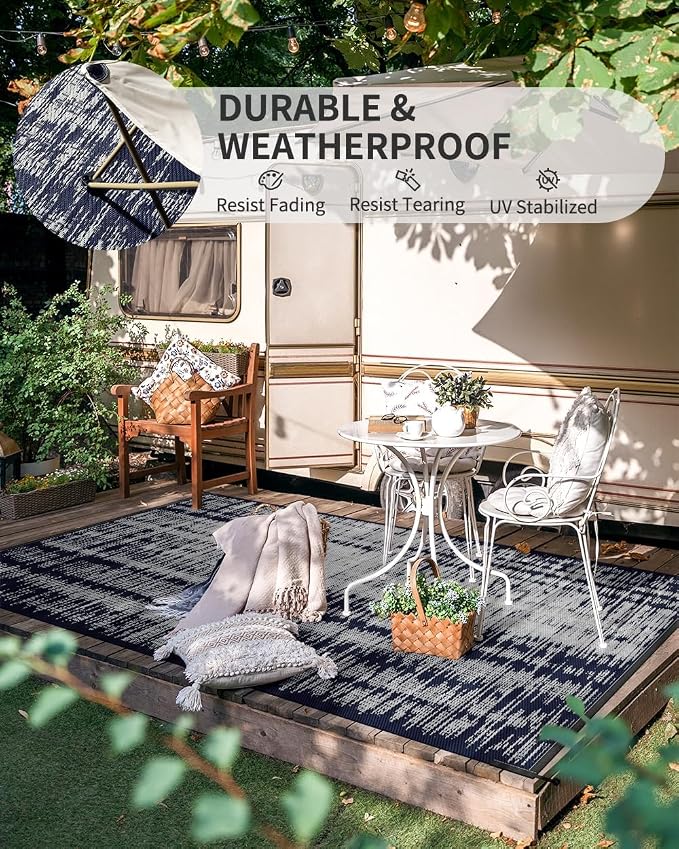 MontVoo Outdoor Rug Waterproof 9x18ft Outdoor Patio Rug Mat Reversible Plastic - Image 9