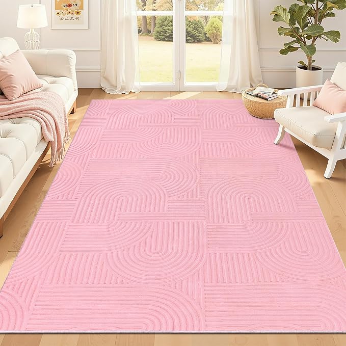 Pauwer Pink Area Rug for Girls Bedroom 6x9 Soft Fluffy Non Slip Machine by Pauwer