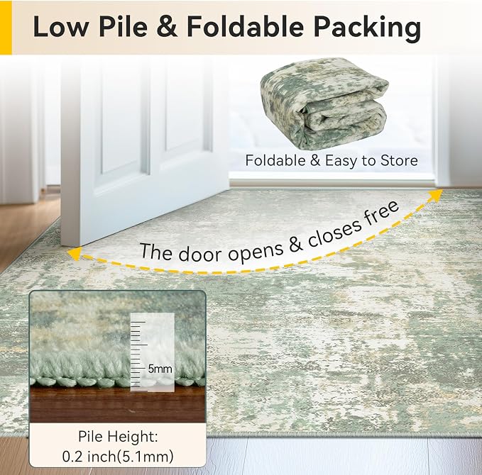 RELEANY Washable Area Rugs 6'x9' Non-Slip Modern Abstract Soft - Image 8