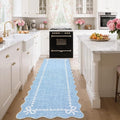 GarveeHome Scalloped Bow Rug for Living Room, Solid Blue Rug for Dorm, Washable by GarveeHome