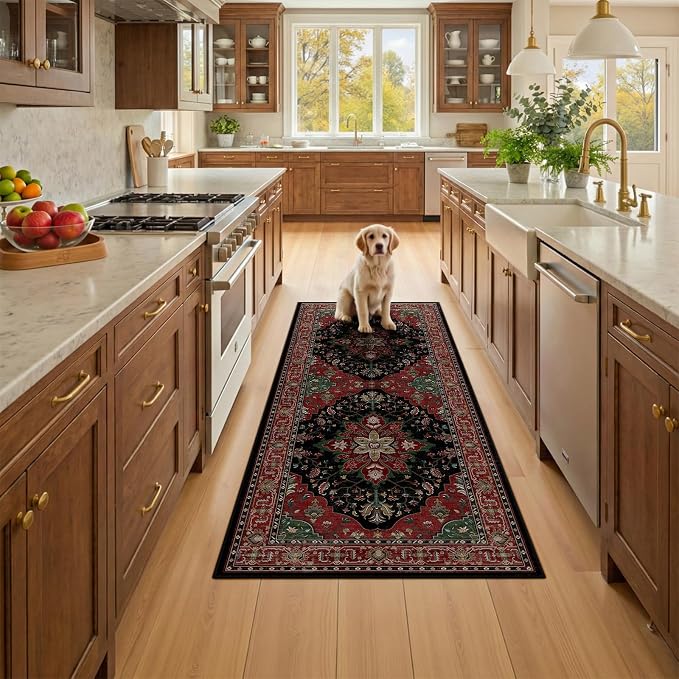RELEANY Area Rugs Runner 2'x6' Washable Non-Slip, Floral Vintage Distress - Image 2